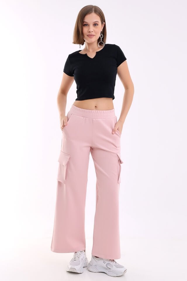 KARGO CEPLİ SCUBA PANTOLON / SCUBA TROUSERS WITH CARGO POCKET XL - PEMBE
