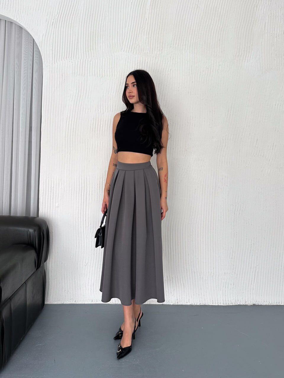 PİLELİ UZUN ETEK 91 CM TAM BOY / GÜNLÜK UZUN ETEK PİLELİ A KESİM