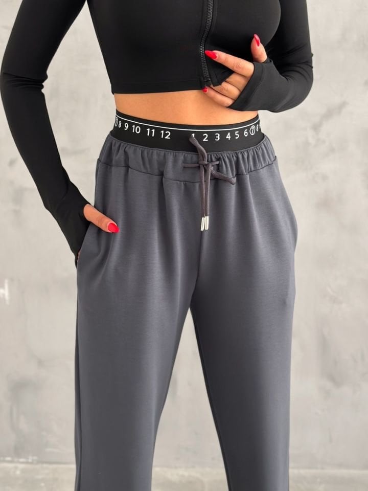 BAXER BEL EŞOFMAN ALTI GENİŞ PAÇA /ELASTIC WAIST DETAIL TRACKPOT BOTTOM WIDE LEG XL - FÜME