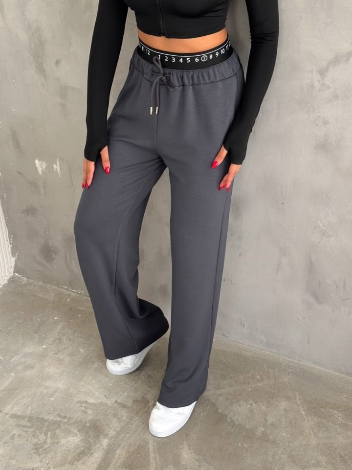 BAXER BEL EŞOFMAN ALTI GENİŞ PAÇA /ELASTIC WAIST DETAIL TRACKPOT BOTTOM WIDE LEG XL - FÜME
