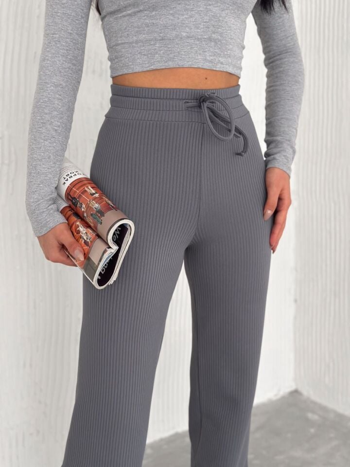 Fitilli Günlük Comfortable Pantolon-eşofman-içi Şardonlu XL - GRİ
