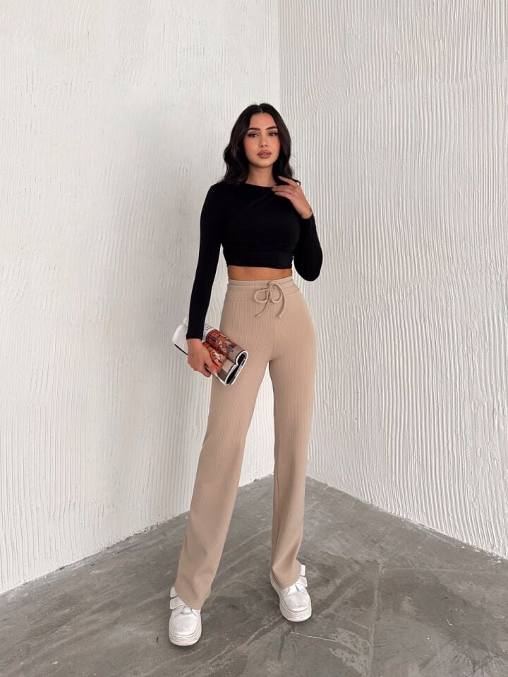 Fitilli Günlük Comfortable Pantolon-eşofman-içi Şardonlu XL - BEJ