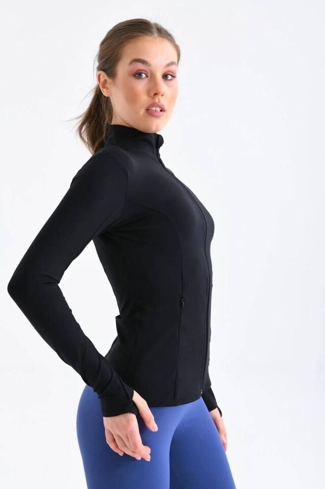 Spor Ceket siyah rengi / Kadın Spor Ve Günlük Kullanım Ceketi XS