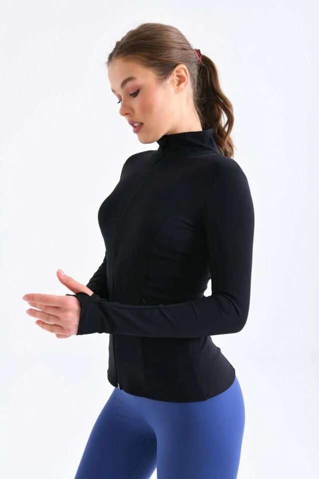 Spor Ceket siyah rengi / Kadın Spor Ve Günlük Kullanım Ceketi XS