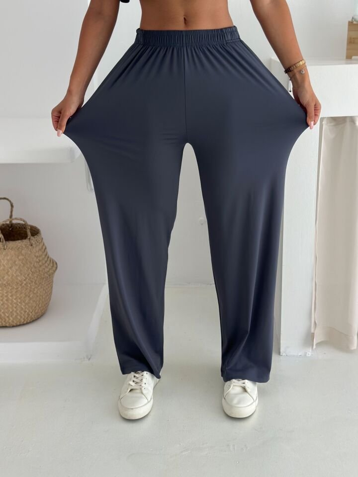 YAZLIK YUMUŞACIK DOKULU ALT ÜST TAKIM / ÜST YARASA TSHİRT- ALT BAGGY UZUN PANTOLON XL - LACİVERT