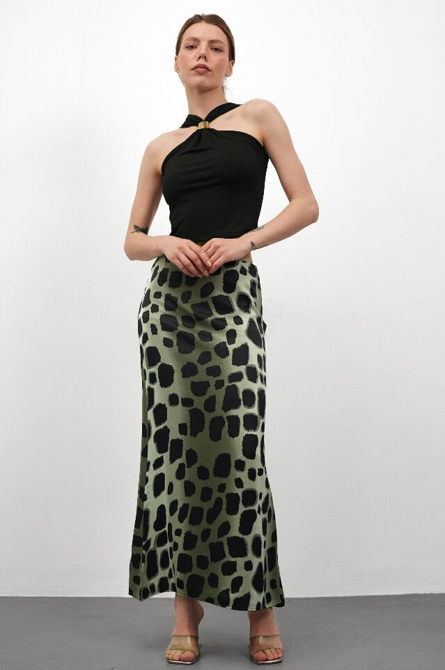 DESENLİ SATEN ETEK - SATEN ETEK - UZUN ETEK / KOD ÇOKRENKLİ 2XL - KOD-1 YEŞİL