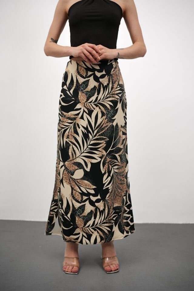 DESENLİ SATEN ETEK - SATEN ETEK - UZUN ETEK / KOD ÇOKRENKLİ 3XL - KOD-11 YAPRAK DESENLİ