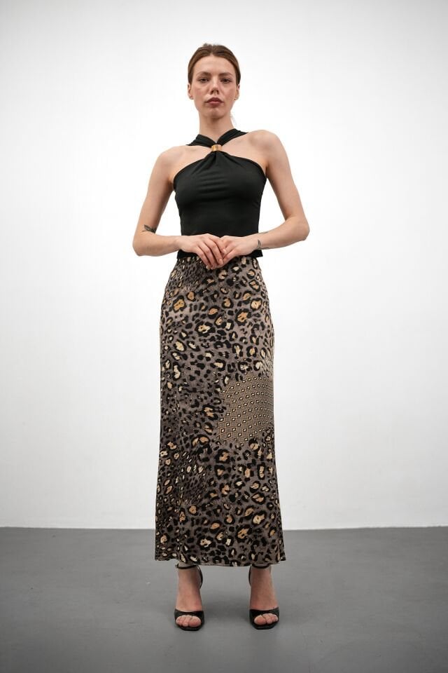 DESENLİ SATEN ETEK - SATEN ETEK - UZUN ETEK / KOD ÇOKRENKLİ 3XL - KOD-6 GRİ LEOPAR