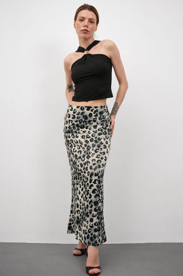 DESENLİ SATEN ETEK - SATEN ETEK - UZUN ETEK / KOD ÇOKRENKLİ XL - KOD-7 LEOPAR
