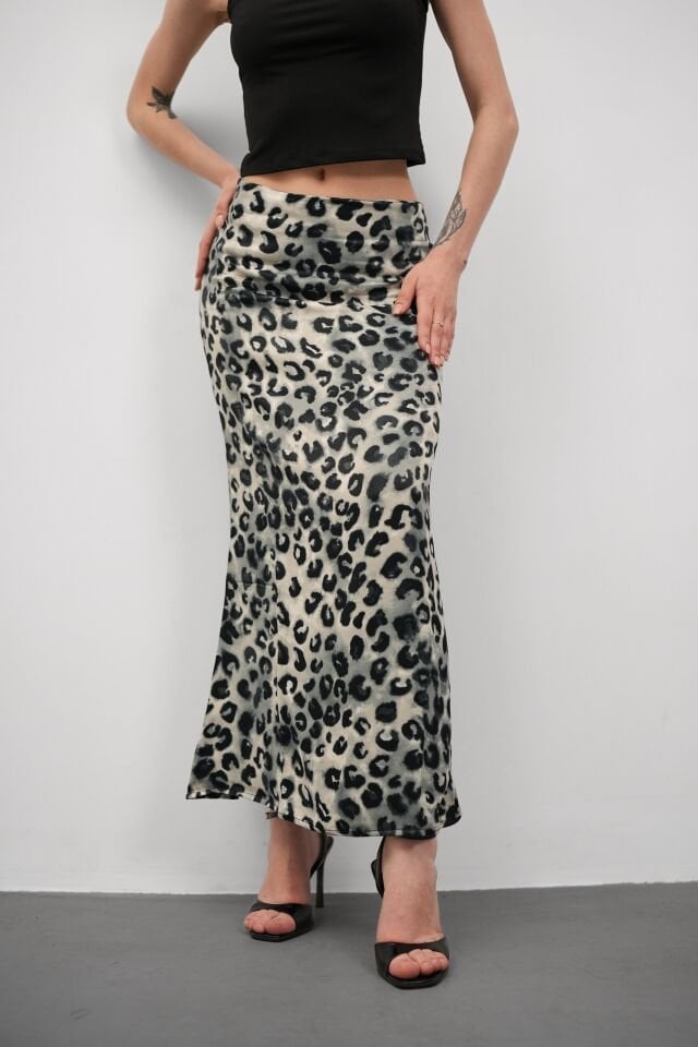 DESENLİ SATEN ETEK - SATEN ETEK - UZUN ETEK / KOD ÇOKRENKLİ 2XL - KOD-7 LEOPAR