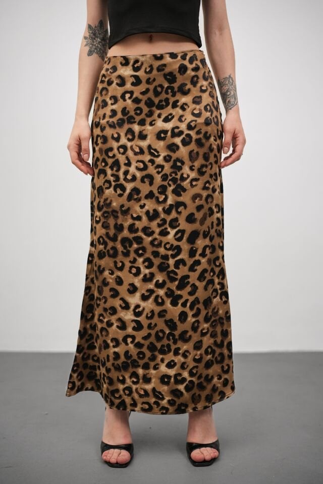 DESENLİ SATEN ETEK - SATEN ETEK - UZUN ETEK / KOD ÇOKRENKLİ 2XL - KOD-8 LEOPAR