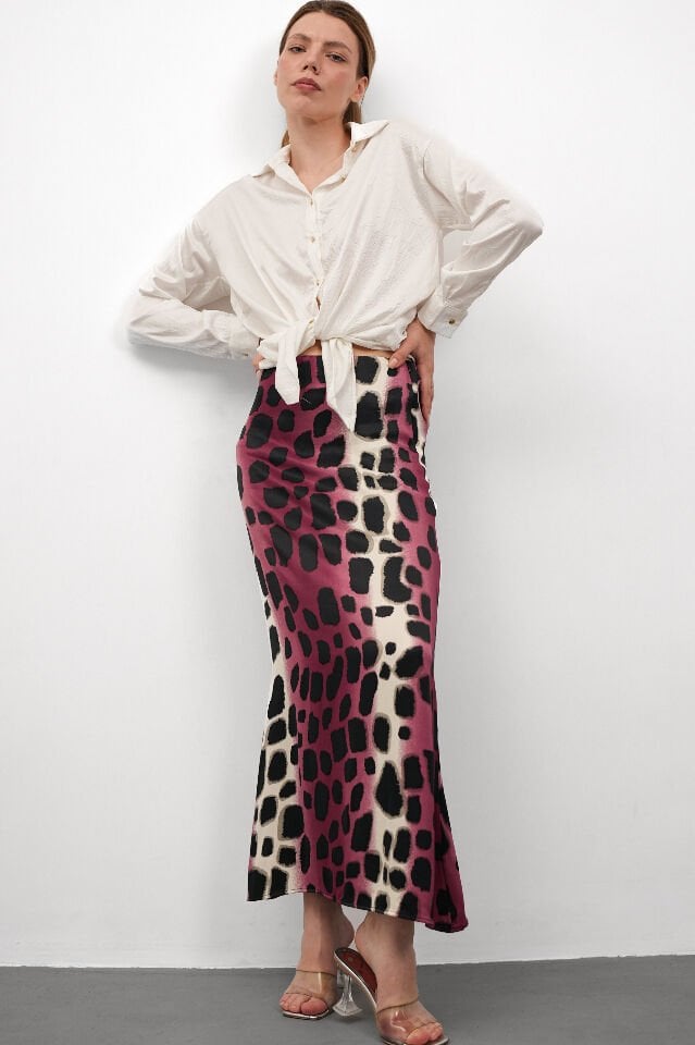 DESENLİ SATEN ETEK - SATEN ETEK - UZUN ETEK / KOD ÇOKRENKLİ 2XL - KOD-4 PEMBE