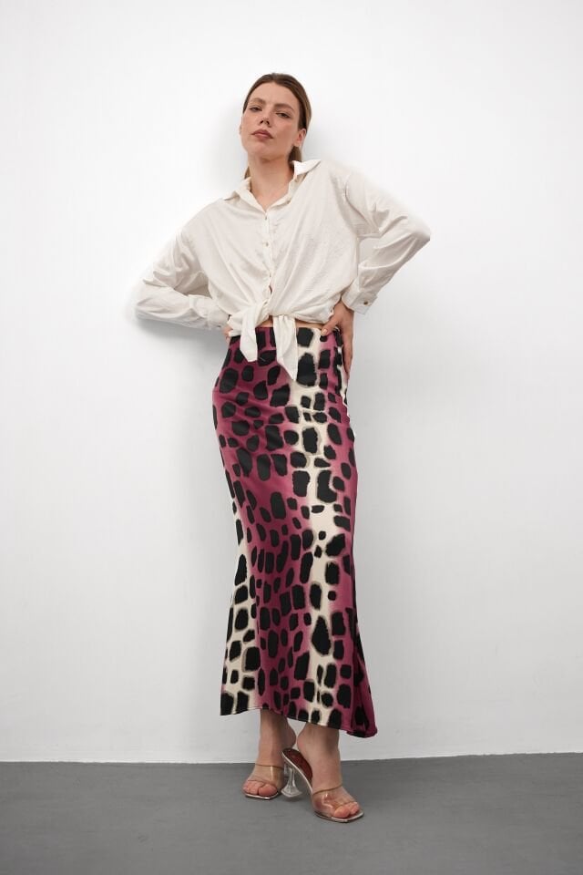 DESENLİ SATEN ETEK - SATEN ETEK - UZUN ETEK / KOD ÇOKRENKLİ 2XL - KOD-4 PEMBE