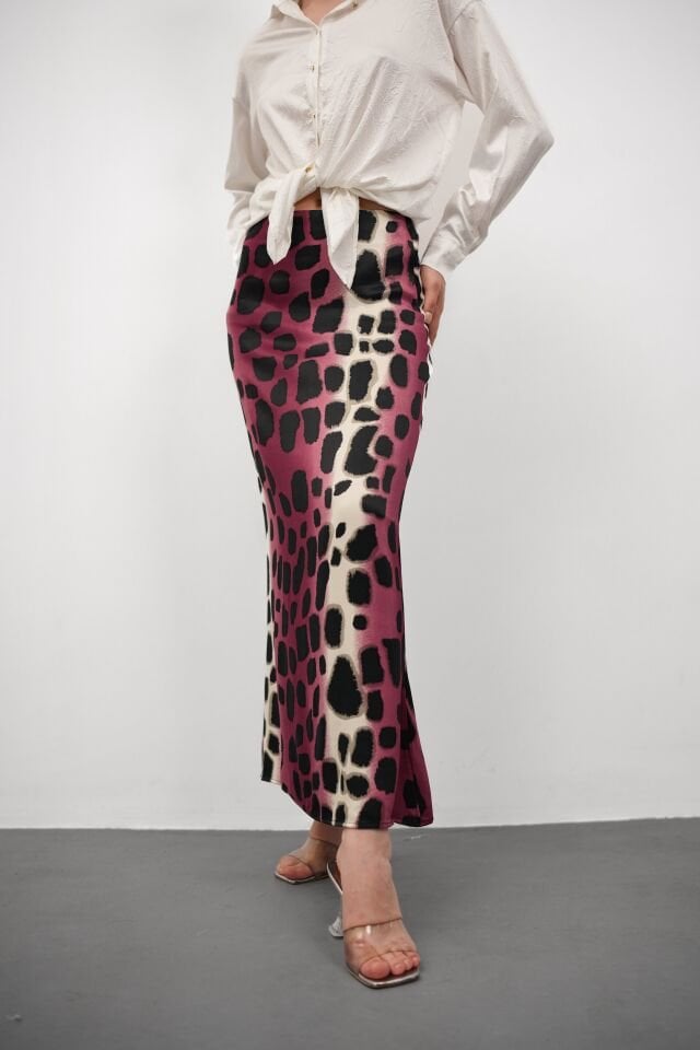 DESENLİ SATEN ETEK - SATEN ETEK - UZUN ETEK / KOD ÇOKRENKLİ 2XL - KOD-4 PEMBE