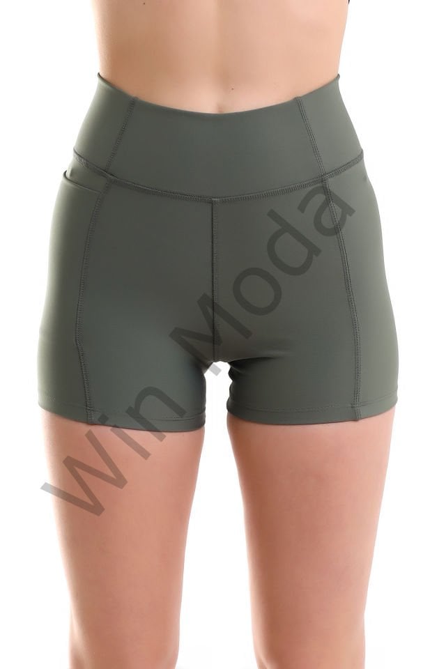 KADIN CEPLİ TAYT ŞORT  KORSE KUMAŞ SIKILAŞTIRICI ŞORT TAYT /SPORTS TIGHTS SHORTS XL - yeşil