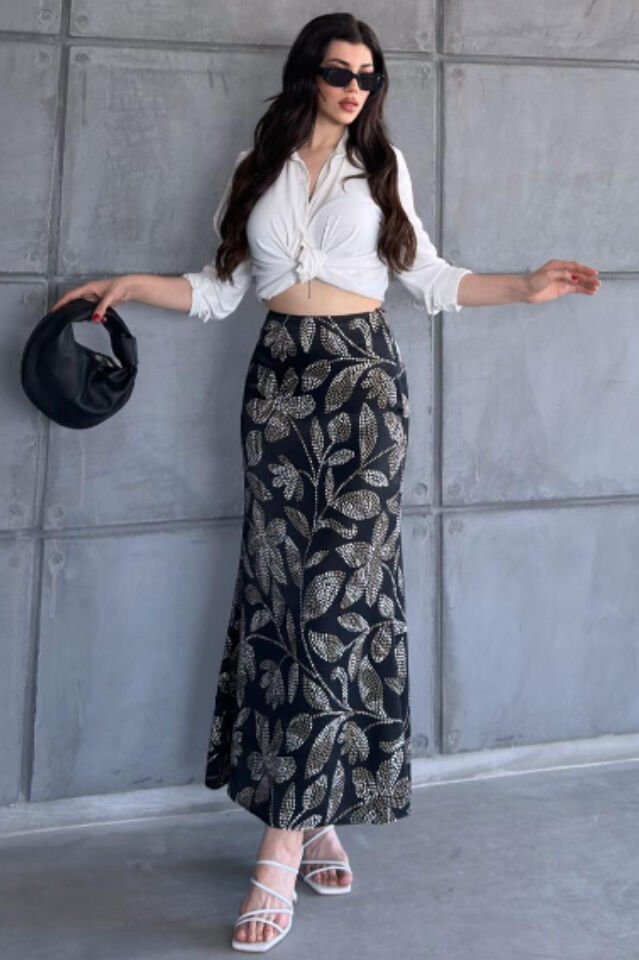 DESENLİ SATEN ETEK - SATEN ETEK - UZUN ETEK / KOD ÇOKRENKLİ 2XL - KOD-24