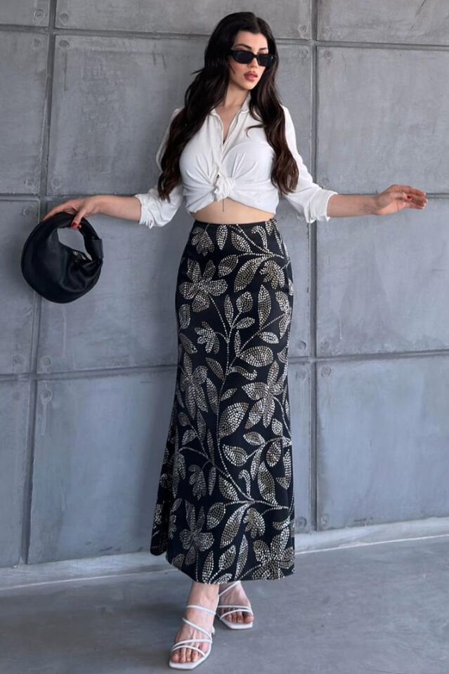 DESENLİ SATEN ETEK - SATEN ETEK - UZUN ETEK / KOD ÇOKRENKLİ 3XL - KOD-24