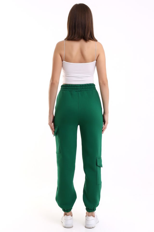 MODERN JOGGER KADIN EŞOFMAN ALTI PAÇA VE YAN KARGO CEPLİ M - BENETTON YEŞİLİ