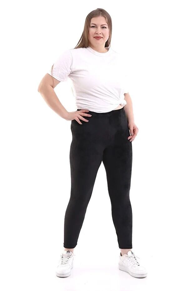 Kadın Kadife Battal Toparlayıcılı Tayt 1719-B 4XL