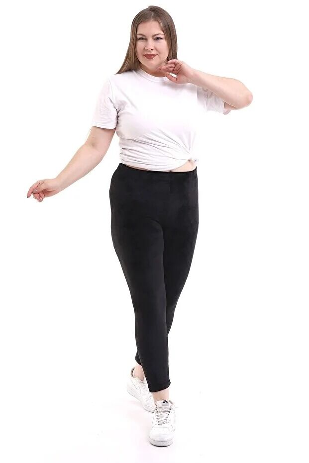 Kadın Kadife Battal Toparlayıcılı Tayt 1719-B 4XL