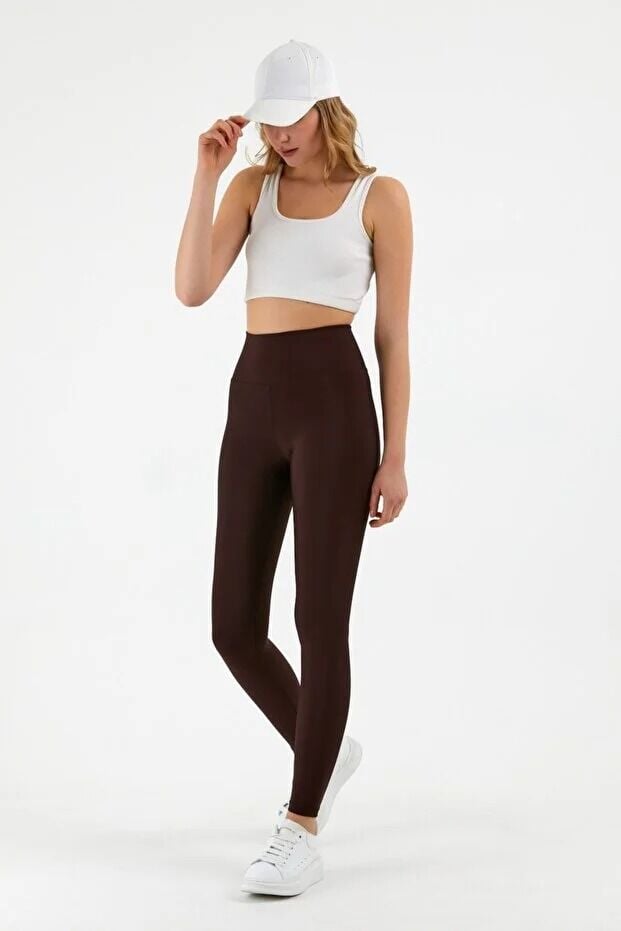 Kadın Pushup Kahve Rengi Sıkıştırıcı Tayt XL - SİYAH