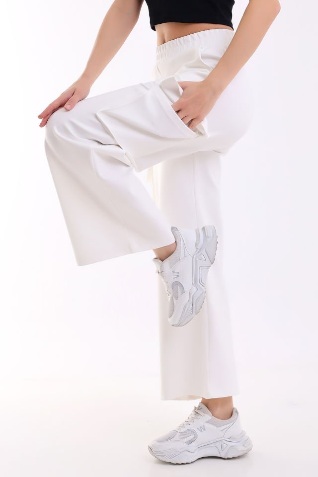 Kadın Scuba Kargo Cepli Pantolon M - BEYAZ