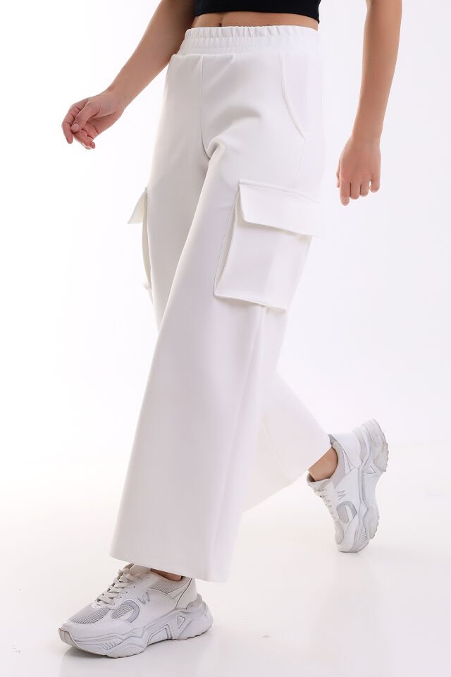 Kadın Scuba Kargo Cepli Pantolon XL - BEYAZ