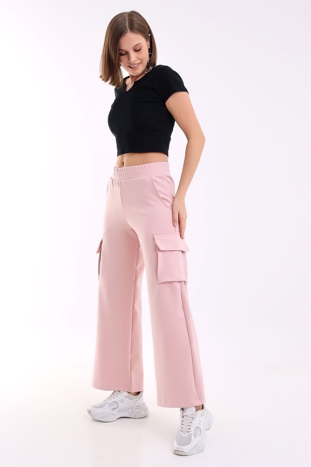 Kadın Scuba Kargo Cepli Pantolon XS - PEMBE