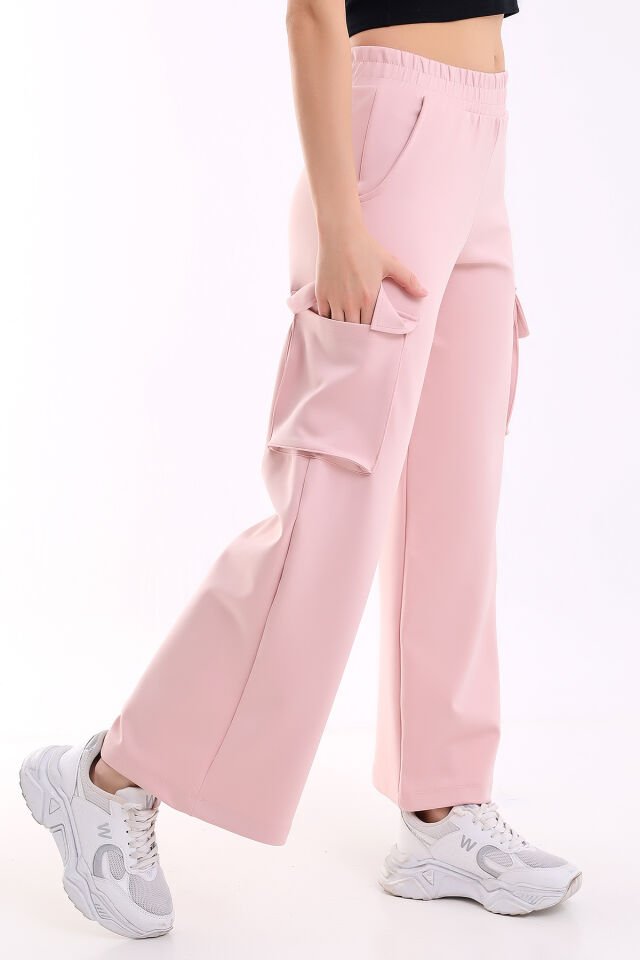 Kadın Scuba Kargo Cepli Pantolon XS - PEMBE