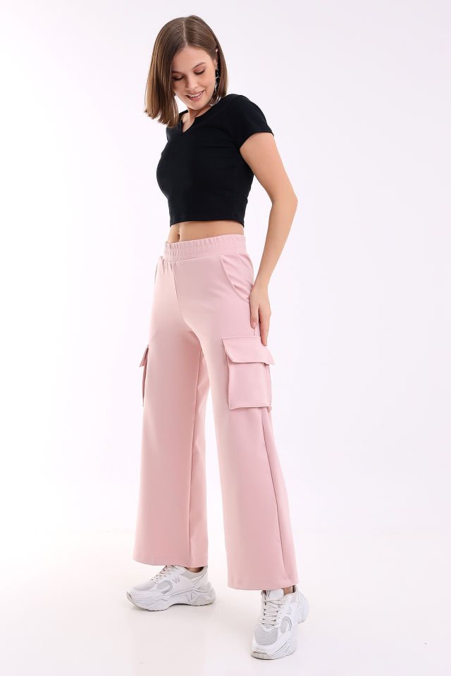 Kadın Scuba Kargo Cepli Pantolon M - PEMBE