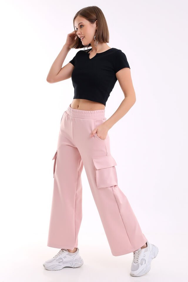 Kadın Scuba Kargo Cepli Pantolon XL - PEMBE