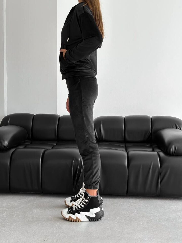 FERMUARLI KADİFE TAKIM / YUMOŞ KADİFE ÜST FERMUARLI CEKET VE YUMOŞ KADİFE ALT PANTOLON XL