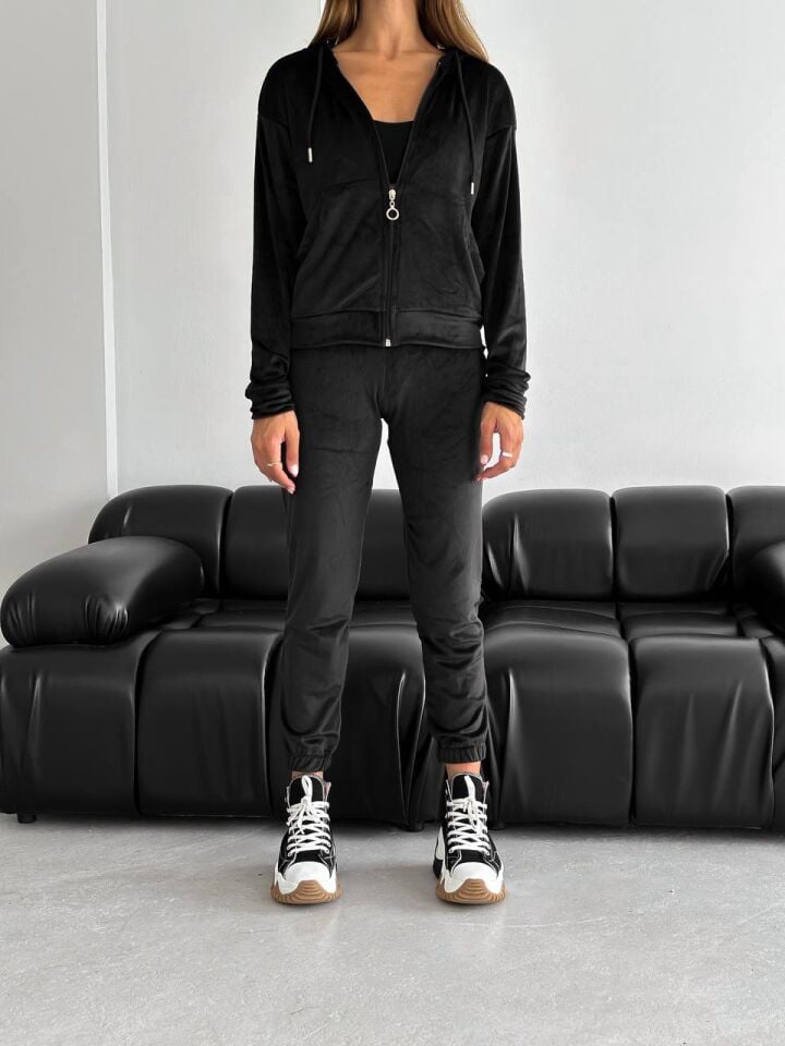 FERMUARLI KADİFE TAKIM / YUMOŞ KADİFE ÜST FERMUARLI CEKET VE YUMOŞ KADİFE ALT PANTOLON XL