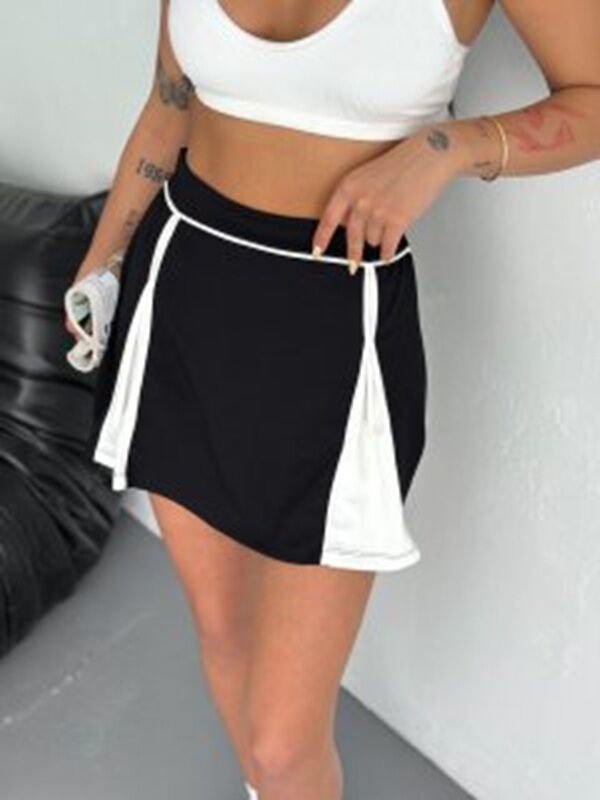 Kadın İçden Şortlu Garnili  Günlük ve Spor Etek S - SİYAH