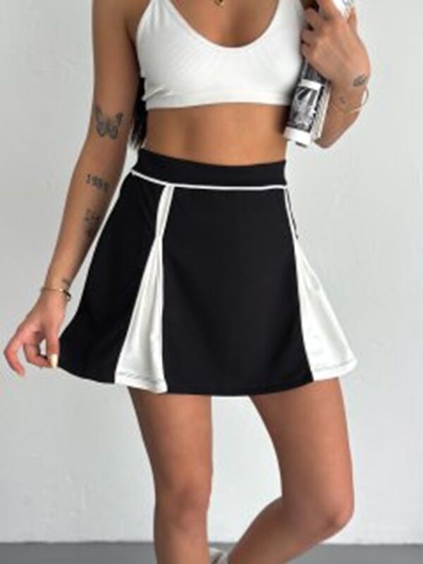 Kadın İçden Şortlu Garnili  Günlük ve Spor Etek S - SİYAH