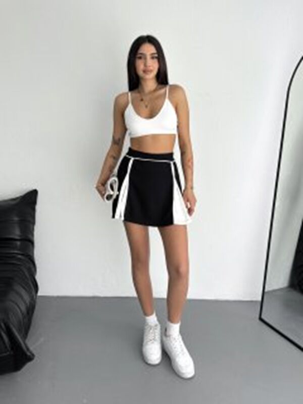 Kadın İçden Şortlu Garnili  Günlük ve Spor Etek S - SİYAH