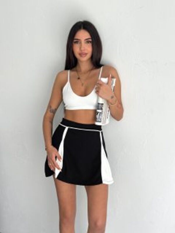 Kadın İçden Şortlu Garnili  Günlük ve Spor Etek S - SİYAH