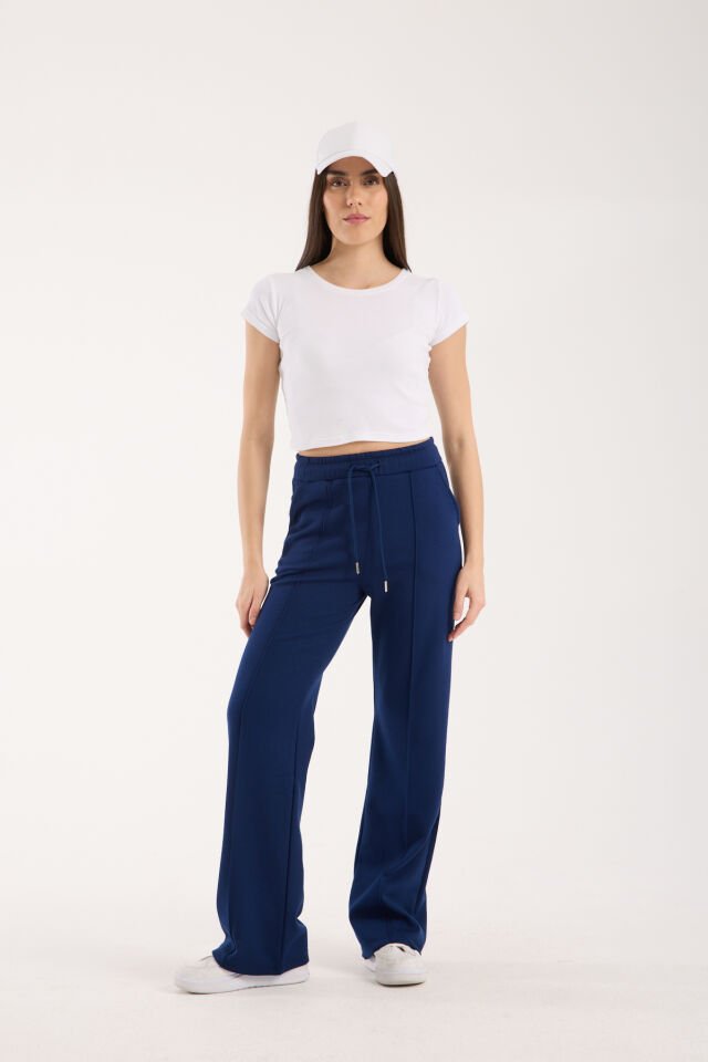 Kadın İçi Şardonlu Önden Dikişli Modal Eşofman Pantolon 2388 M - LACİVERT