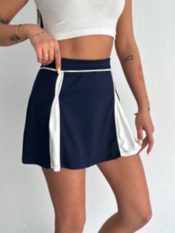 Kadın İçden Şortlu Garnili  Günlük ve Spor Etek S - LACİVERT