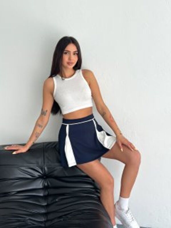 Kadın İçden Şortlu Garnili  Günlük ve Spor Etek S - LACİVERT