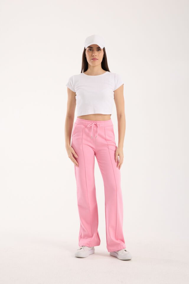 Kadın İçi Şardonlu Önden Dikişli Modal Eşofman Pantolon 2388 M - PEMBE