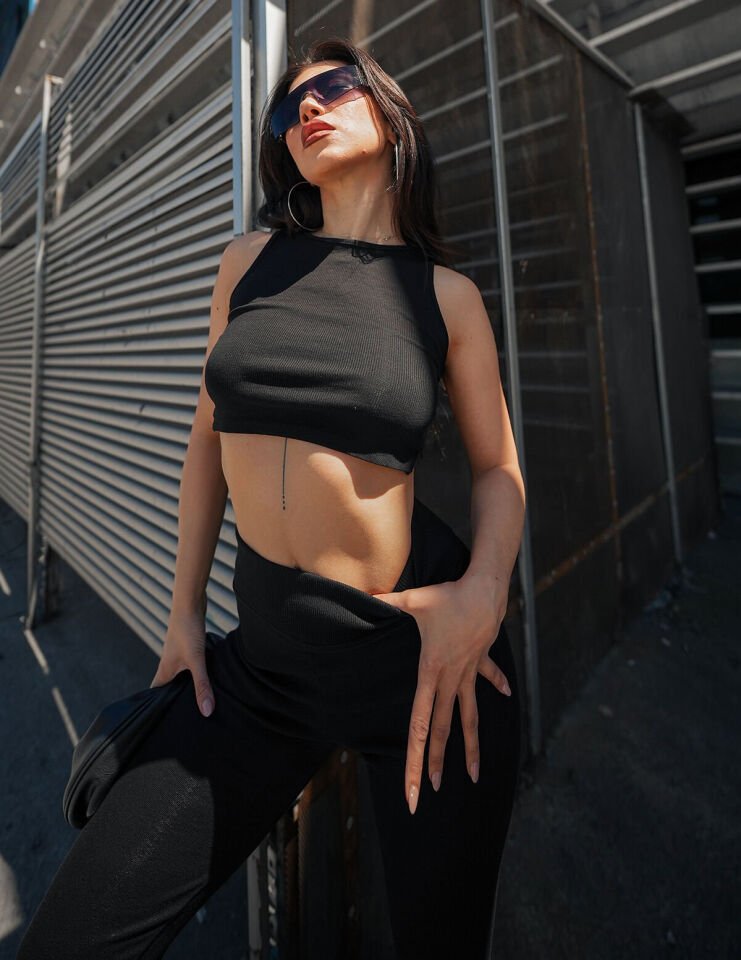 Kadın  İspanyol Paça Tayt Pantolon GENİŞ KEMER RİBANALI 2440 XS - SİYAH