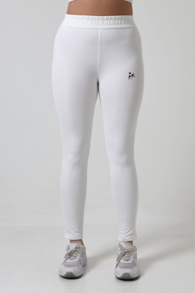 Kadın Orta Bel Likralı Kumaş Tayt Eşofman WM L - BEYAZ