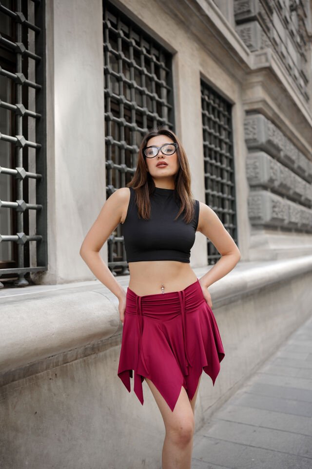 YAZLIK ETEK - İÇDEN TAYTLI - PLAJ ETEĞİ YADA GÜNLÜK KULLANIM M - BORDO