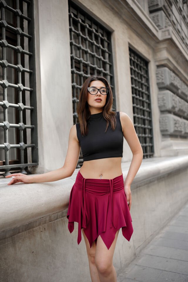 YAZLIK ETEK - İÇDEN TAYTLI - PLAJ ETEĞİ YADA GÜNLÜK KULLANIM M - BORDO