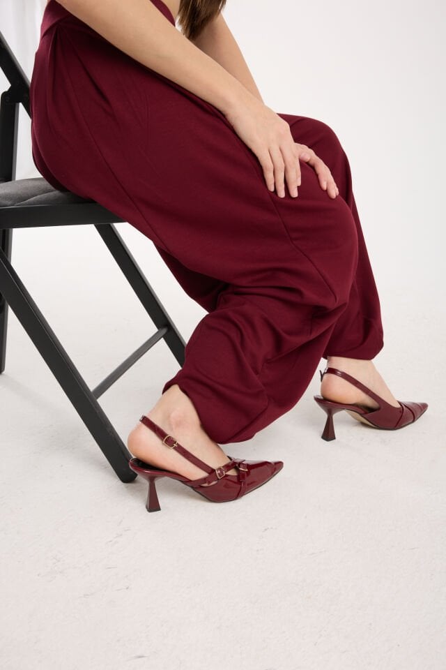 KADIN ŞALVAR PANTOLON 4 MEVSİM KULLANILABİLİR /ŞALVAR PANTOLON XL - BORDO