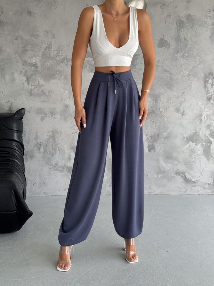 Kadın 4'Mevsim Kullanıla Bilir Şalvar Pantolon 2342 M - FÜME