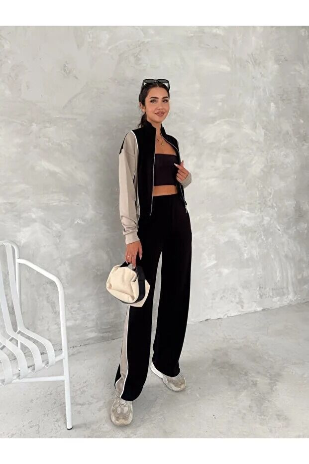 KADIN MODAL EŞOFMAN TAKIMI GARNİLİ 2381 S - SİYAH