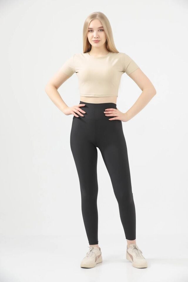 Kadın Pushup Kahve Rengi Sıkıştırıcı Tayt XL - SİYAH