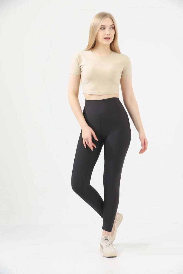 Kadın Pushup Kahve Rengi Sıkıştırıcı Tayt XL - SİYAH